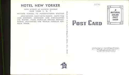 New York City Hotel New Yorker Manhattans largest hotel / New York /