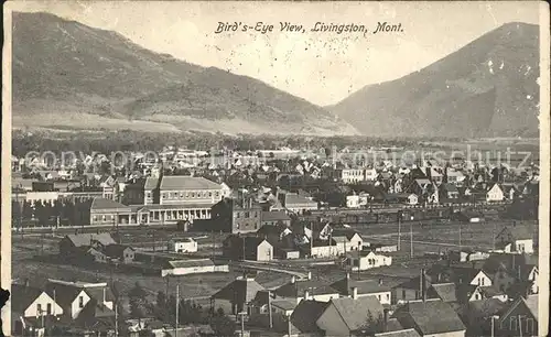 Livingston Montana Birds Eye view Panorama Kat. Livingston