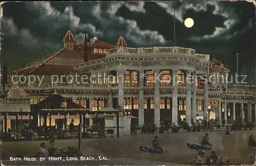 Long Beach California Bath House by night Moonlight Kat. Long Beach