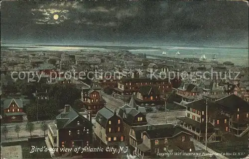 Atlantic City New Jersey Birdseye view of the city at might moonlight Kat. Atlantic City