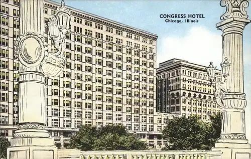 Chicago Illinois Congress Hotel Illustration Kat. Chicago