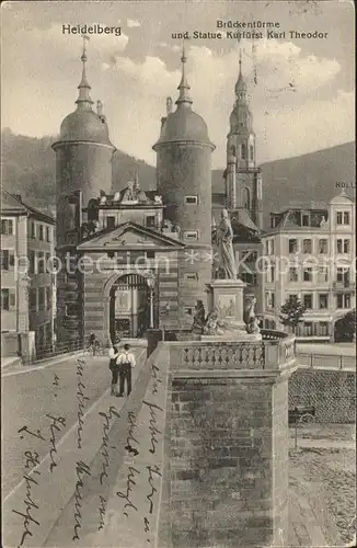 Heidelberg Neckar Brueckentuerme Statue Kurfuerst Karl Theodor Kat. Heidelberg