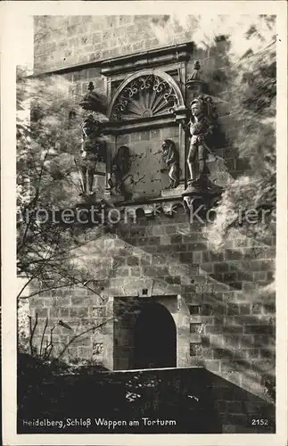 Heidelberg Neckar Schloss Wappen am Torturm Kat. Heidelberg