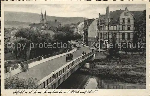 Alfeld Leine Leinebruecke mit Blick auf Stadt Kat. Alfeld (Leine)