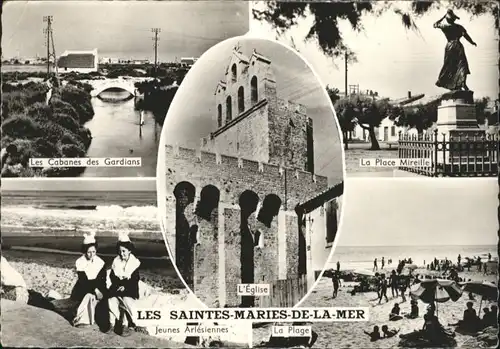Saintes-Maries-de-la-Mer Saintes-Maries-de-la-Mer La Place Mireille Strand Bruecke x /  /