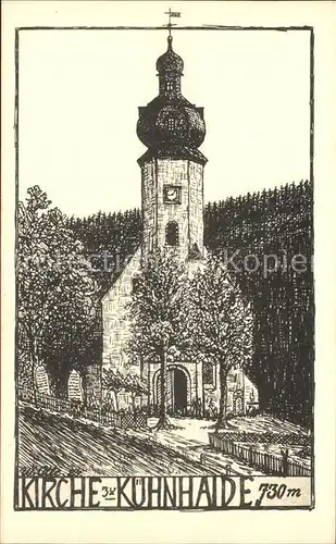 Kuehnhaide Marienberg Pfarrkirche nach einer Federzeichnung Walter Otte  / Marienberg /Erzgebirgskreis LKR