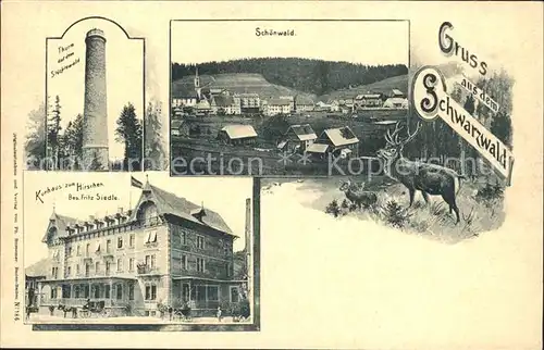 Schoenwald Schwarzwald Kurhaus zum Hirschen Turm Stoecklewald  / Schoenwald im Schwarzwald /Schwarzwald-Baar-Kreis LKR