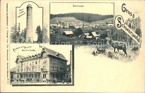 Schoenwald Schwarzwald Kurhaus zum Hirschen Turm Stoecklewald / Schoenwald im Schwarzwald /Schwarzwald-Baar-Kreis LKR