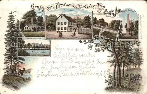 Darmstadt Forsthaus Einsiedel Kapelle Schloss Kranichstein Litho / Darmstadt /Darmstadt Stadtkreis