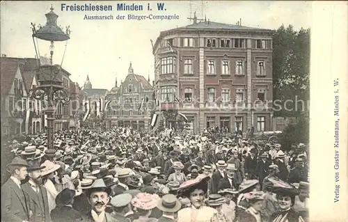 Minden Westfalen Freischiessen Ausmarsch Buerger-Compagnie / Minden /Minden-Luebbecke LKR