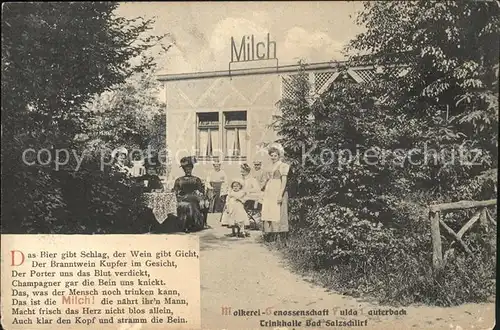 Bad Salzschlirf Trinkhalle Milch Molkerei-Genossenschaft Fulda-Lauterbach Gedicht  / Bad Salzschlirf /Fulda LKR