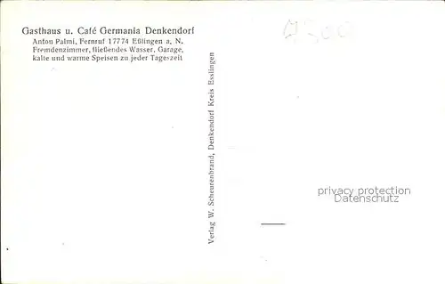 Denkendorf Wuerttemberg Gasthaus-Cafe Germania Kloster / Denkendorf /Esslingen LKR