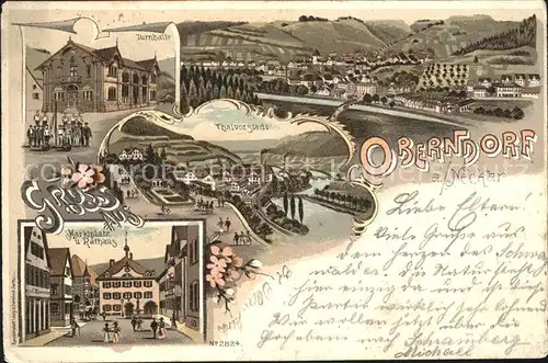 Oberndorf Neckar Turnhalle Marktplatz Rathaus Litho / Oberndorf am Neckar /Rottweil LKR