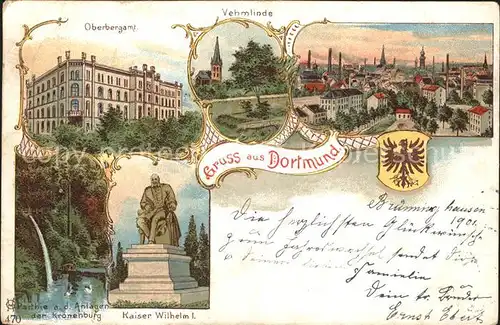 Dortmund Vehmlinde Oberbergamt Kaiser Wilhelm I. Denkmal Litho / Dortmund /Dortmund Stadtkreis