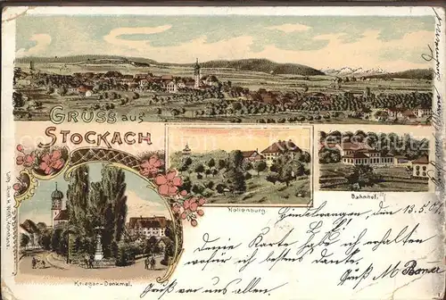 Stockach Baden Bahnhof Nellenburg Kriegerdenkmal Litho / Stockach /Konstanz LKR