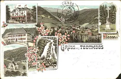 Todtmoos Kurhaus Gasthof zum Loewen Wasserfall Litho / Todtmoos /Waldshut LKR