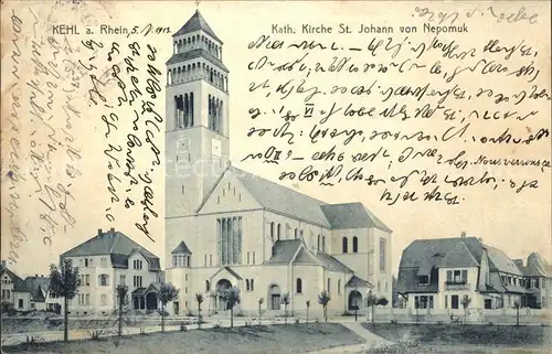 Kehl Rhein Katholische Kirche St. Johann von Nepomuk  / Kehl /Ortenaukreis LKR