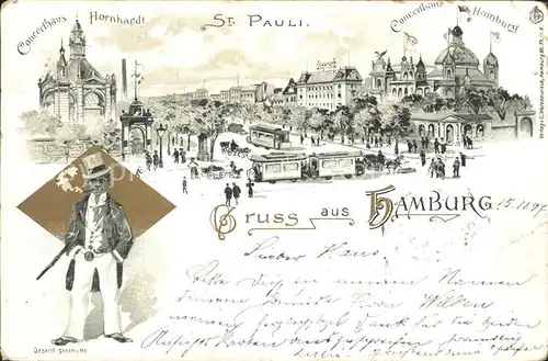 Hamburg St. Pauli Konzerthaus Hornhardt Zigarre Litho  / Hamburg /Hamburg Stadtkreis