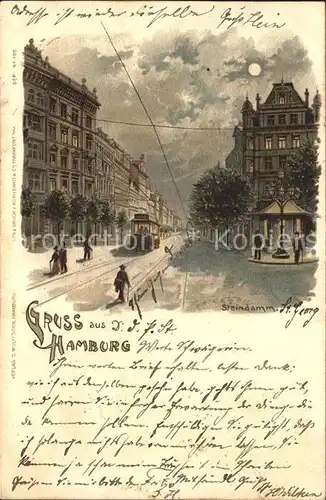 Hamburg Steindamm Strassenbahn Litho / Hamburg /Hamburg Stadtkreis