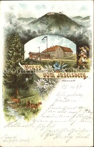 Inselsberg Schmalkalden Preussischer Gasthof  Edelweiss Enzian Litho / Schmalkalden /Schmalkalden-Meiningen LKR