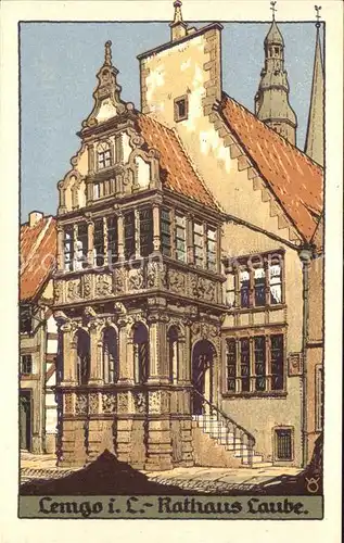 Lemgo Rathaus Laube Aquarell / Lemgo /Lippe LKR