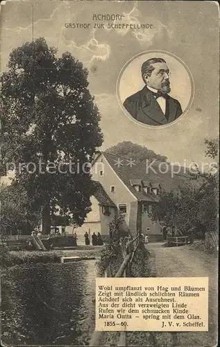 Achdorf Blumberg Gasthof zur Scheffellinde Gedicht J.V. v. Scheffel  / Blumberg /Schwarzwald-Baar-Kreis LKR