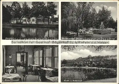 Rinteln Gasthof Boegerhof Restaurant-Garten Blaues Zimmer Badeteich / Rinteln /Schaumburg LKR