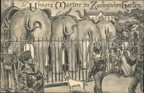 Kiel Zoologischer Garten Zeichnung mit Elephanten / Kiel /Kiel Stadtkreis