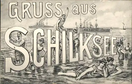 Schilksee Kuenstlerkarte Badeszene / Kiel /Kiel Stadtkreis