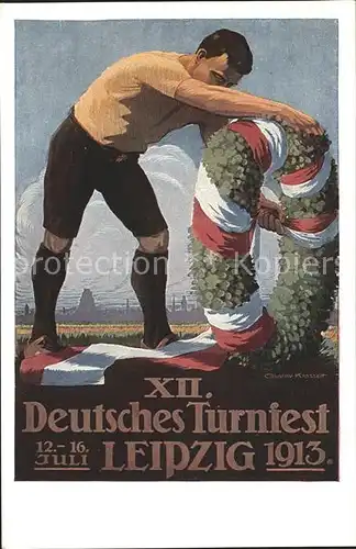 Leipzig 12. Deutsches Turnfest Offizielle Festpostkarte Grafik / Leipzig /Leipzig Stadtkreis