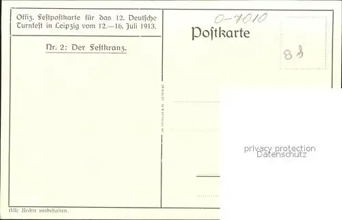 Leipzig 12. Deutsches Turnfest Offizielle Festpostkarte Grafik / Leipzig /Leipzig Stadtkreis