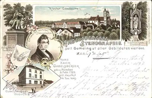 Ottobeuren Kloster Gabelsberger Erfinder der deutschen Stenographie / Ottobeuren /Unterallgaeu LKR