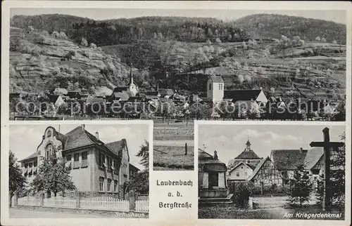 Laudenbach Bergstrasse Schulhaus Kriegerdenkmal / Laudenbach /Heidelberg Stadtkreis