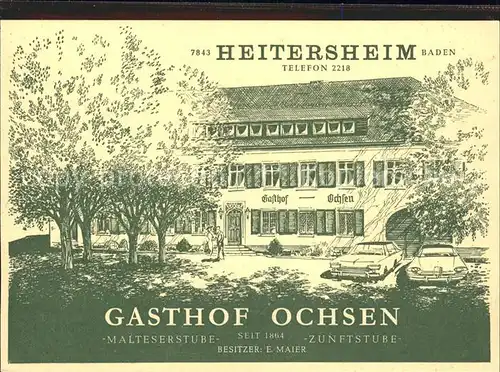 Heitersheim Gasthaus Ochsen Autos Zeichnung Lageplan / Heitersheim /Breisgau-Hochschwarzwald LKR