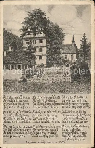 Hirsau Kloster Zeichnung Kuenstler J. Luz Gedicht Ludwig Uhland / Calw /Calw LKR