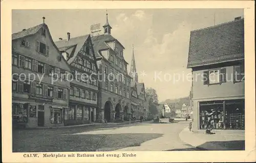 Calw Marktplatz mit Rathaus Evangelische Kirche / Calw /Calw LKR