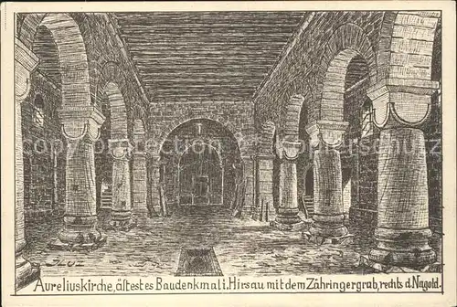 Hirsau Aureliuskirche aeltestes Baudenkmal Zaehringergrab Zeichnung Kuenstler J. Luz / Calw /Calw LKR