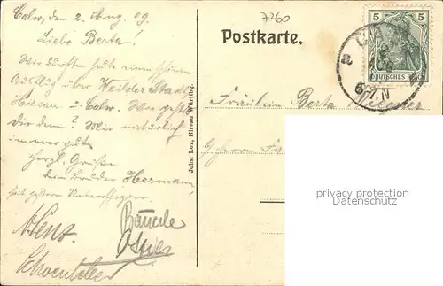 Hirsau Kloster Gedicht Ludwig Uhland Zeichnung Kuenstler J. Luz / Calw /Calw LKR