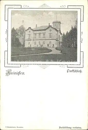 Hainichen Sachsen Parkschloss Deutsche Reichspost / Hainichen Sachsen /Mittelsachsen LKR