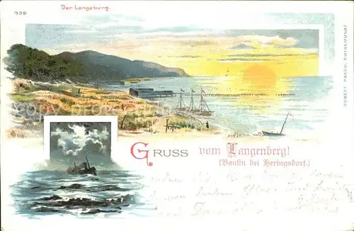 Bansin Ostseebad Panorama mit Langenberg Sonnenuntergang Stuermische See Reichspost / Heringsdorf /Ostvorpommern LKR