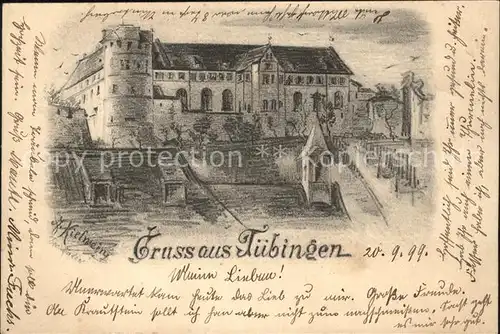 Tuebingen Schloss Kuenstlerkarte / Tuebingen /Tuebingen LKR