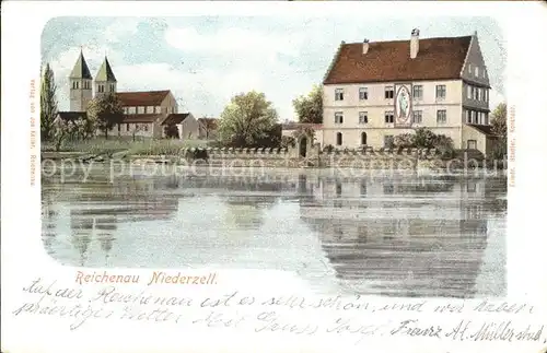 Niederzell Reichenau Ansicht vom Bodensee aus Kirche / Reichenau /Konstanz LKR