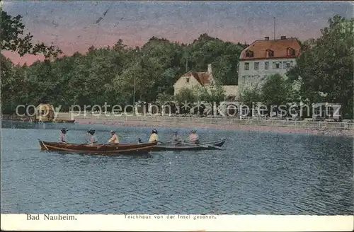 Bad Nauheim Teichhaus von der Insel gesehen Ruderboot / Bad Nauheim /Wetteraukreis LKR