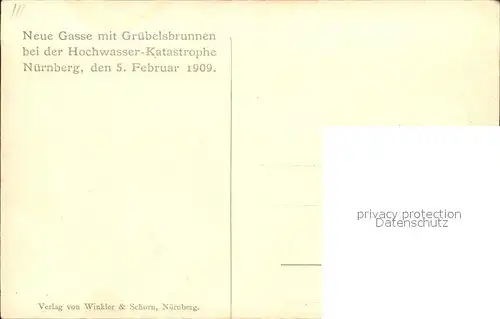 Nuernberg Hochwasser Katastrophe 1909 Neue Gasse Gruebelsbrunnen / Nuernberg /Nuernberg Stadtkreis