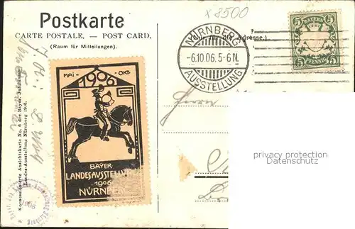 Nuernberg Bayerische Jubliaeums Landesausstellung 1906 Holzhauerhuette Sondermarke Karte No. 6 / Nuernberg /Nuernberg Stadtkreis