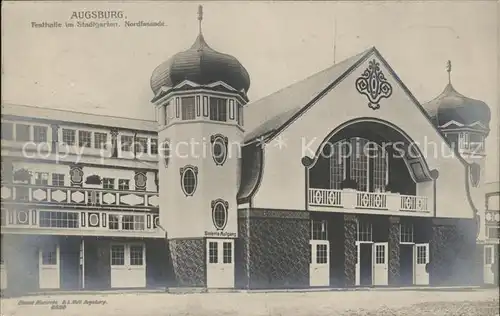 Augsburg Festhalle im Stadtgarten Fassade Offzielle Festpostkarte 50 Jahrfeier / Augsburg /Augsburg LKR