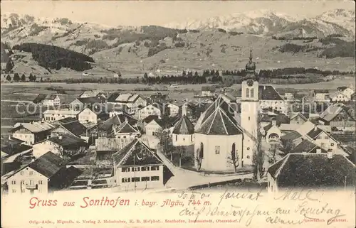 Sonthofen Oberallgaeu Ortsansicht mit Kirche Alpenpanorama / Sonthofen /Oberallgaeu LKR