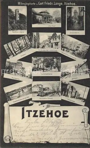 Itzehoe Sehenswuerdigkeiten der Stadt Mikorskopkarte von Carl Friedrich Lange / Itzehoe /Steinburg LKR