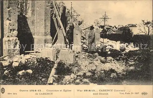 Carency Cimetiere et Eglise Guerre 1914-15 zerstoert / Carency /Arrond. d Arras