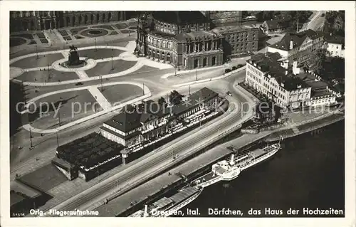 Dresden Italienisches Doerfchen Haus der Hochzeiten Fliegeraufnahme / Dresden Elbe /Dresden Stadtkreis